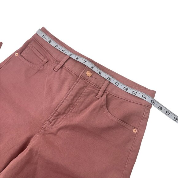 Express Womens Straight Ankle High Rise Pants Size 6R Mauve Pink Raw Hem - Picture 5 of 12